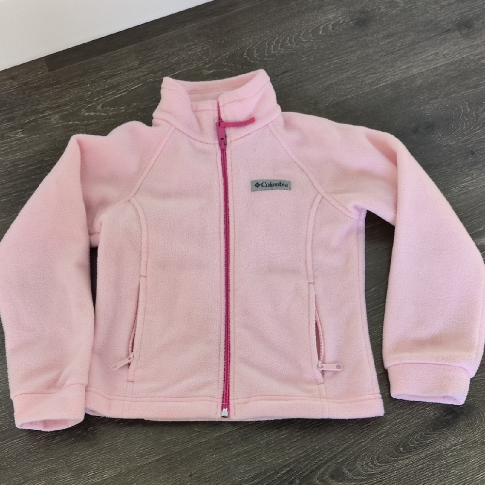 Columbia Light Pink Fleece Jacket with Dark Pink Trim